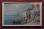 schilderij olie/doek Italie Napels Vesuvius kust gesigneerd, Ophalen of Verzenden