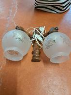 Dubbele Eiken Schemerlamp Wandlamp, Huis en Inrichting, Lampen | Hanglampen, Ophalen, Minder dan 50 cm