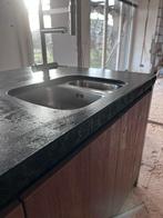 Zwart granieten keukenblad – ruw bekapte rand – 2 delen, Ophalen, Gebruikt, Zwart, 200 cm of meer