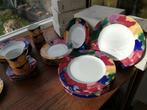 12 pers Frans servies, porselein Limoges, vrolijke kleuren, Huis en Inrichting, Ophalen, Nieuw, Bord(en), Overige stijlen