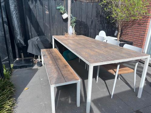 Tuintafel met bankje, Tuin en Terras, Tuinsets en Loungesets, Zo goed als nieuw, Tuinset, Aluminium, 3 zitplaatsen, Bank, Eettafel