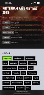 Rotterdam Rave Festival 30 augustus, Tickets en Kaartjes, Evenementen en Festivals, Eén persoon
