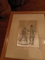 3 Franse mode prenten op zijde
Brocante Frankrijk Antiek, Antiek en Kunst, Ophalen of Verzenden