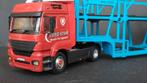 Mercedes Benz Actros Eurostar car transport 1:43 Newray Pol, Hobby en Vrije tijd, Modelauto's | 1:43, Verzenden, Zo goed als nieuw