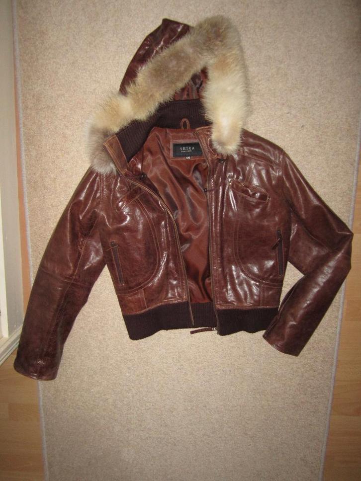 leren bikerjack met echte bontkraagnieuw, Kleding | Dames, Jassen | Winter, Nieuw, Maat 38/40 (M), Bruin, Ophalen of Verzenden