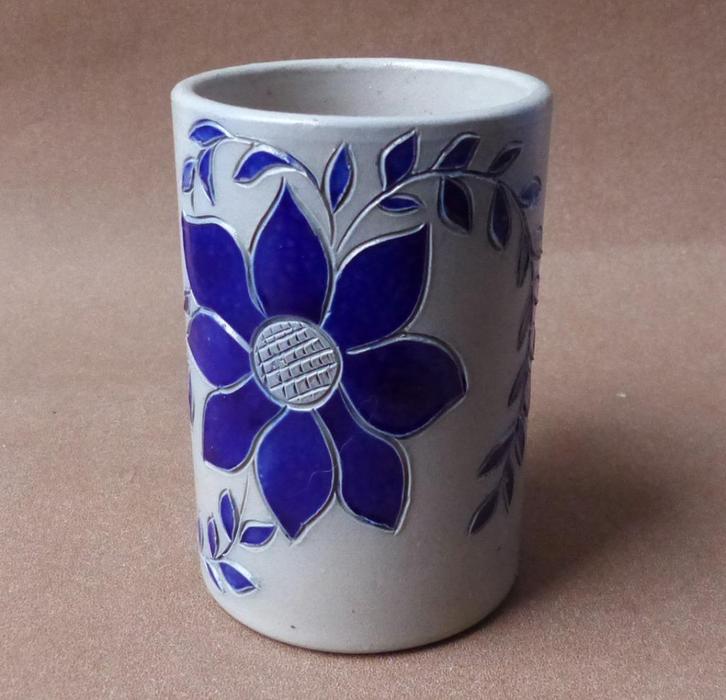 Les Grès de la Roche vintage beker steengoed mok bierpul, Huis en Inrichting, Keuken | Servies, Gebruikt, Kop(pen) en/of Schotel(s)