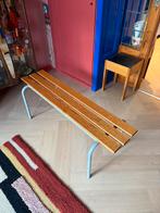 Vintage tuinbank / kleedkamerbank - hout / metaal - 120 cm, Ophalen
