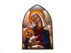Opaline gebrandschilderd Icoon Maria en Jezus Gebr. Paridon, Ophalen of Verzenden