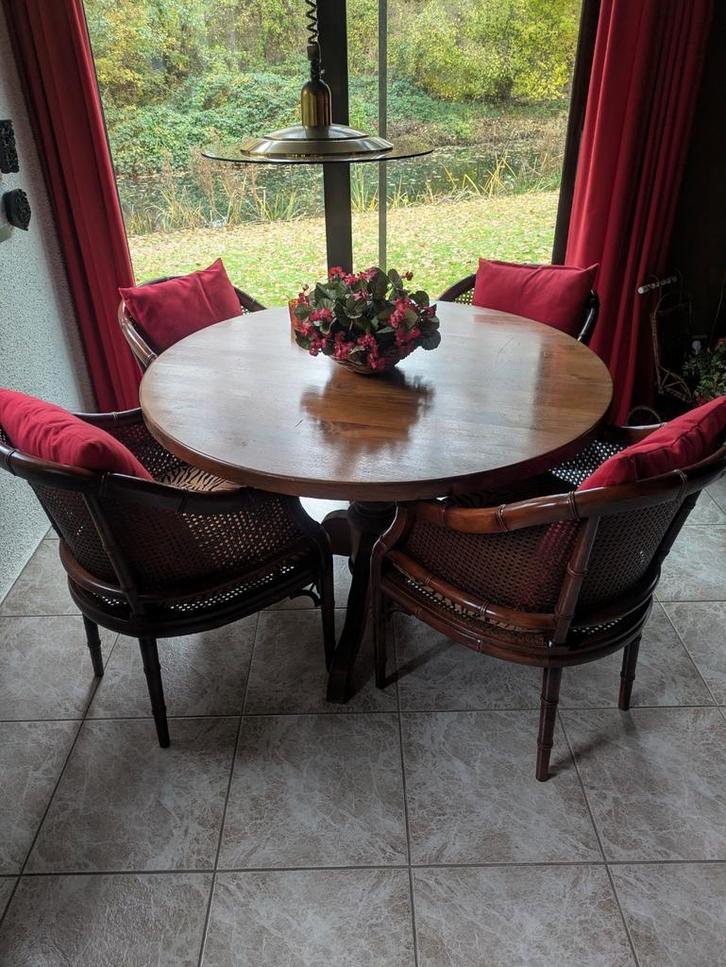 Houten ronde eettafel 120cm, Huis en Inrichting, Tafels | Eettafels, Gebruikt, 100 tot 150 cm, 100 tot 150 cm, Vier personen, Rond