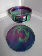 4 onderzetters met -houder in abstracte motieven en kleuren, Ophalen of Verzenden, Nieuw, Glas of Kopje