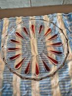 Glazen  Schaal met rode Teardrops, Gebruikt, Schaal, Rond, Ophalen of Verzenden