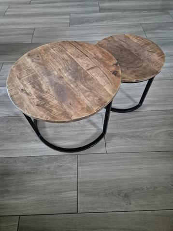 Set van 2 Salontafels - Hout & Metaal beschikbaar voor biedingen