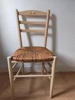 Massief houten stoel met biezen zitting., Ophalen, Bruin, Eén