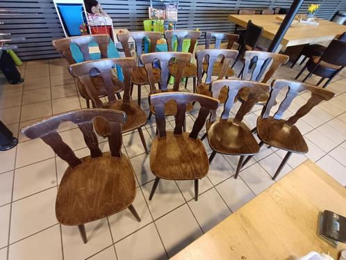Partij vintage houten café/kroeg stoelen. 12st. (min. per 4), Huis en Inrichting, Stoelen, Gebruikt, Vijf, Zes of meer stoelen