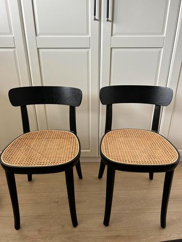 2 mooie zwarte webbing eetkamer stoelen beschikbaar voor biedingen