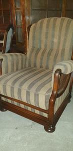 4 klassiek noten fauteuils, Huis en Inrichting, Fauteuils, Ophalen, Zo goed als nieuw, 75 tot 100 cm, Stof