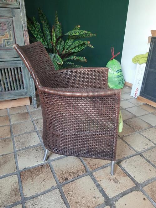 rotan/lederen fauteuil 2 stuks, Huis en Inrichting, Woonaccessoires | Krantenbakken en Lectuurbakken, Zo goed als nieuw, Ophalen