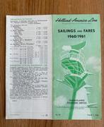 Sailings and Fares 1960/1961 Holland America Line, Verzamelen, Scheepvaart, Gebruikt, Motorboot, Kaart, Foto of Prent, Verzenden