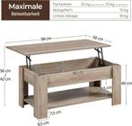 Salontafel, Ophalen, 100 tot 150 cm, Eikenhout, 50 tot 100 cm