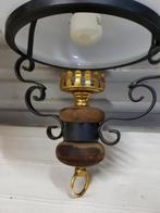 Hanglamp elektrische olielamp met glaskap en sierijzer en ho, Ophalen of Verzenden