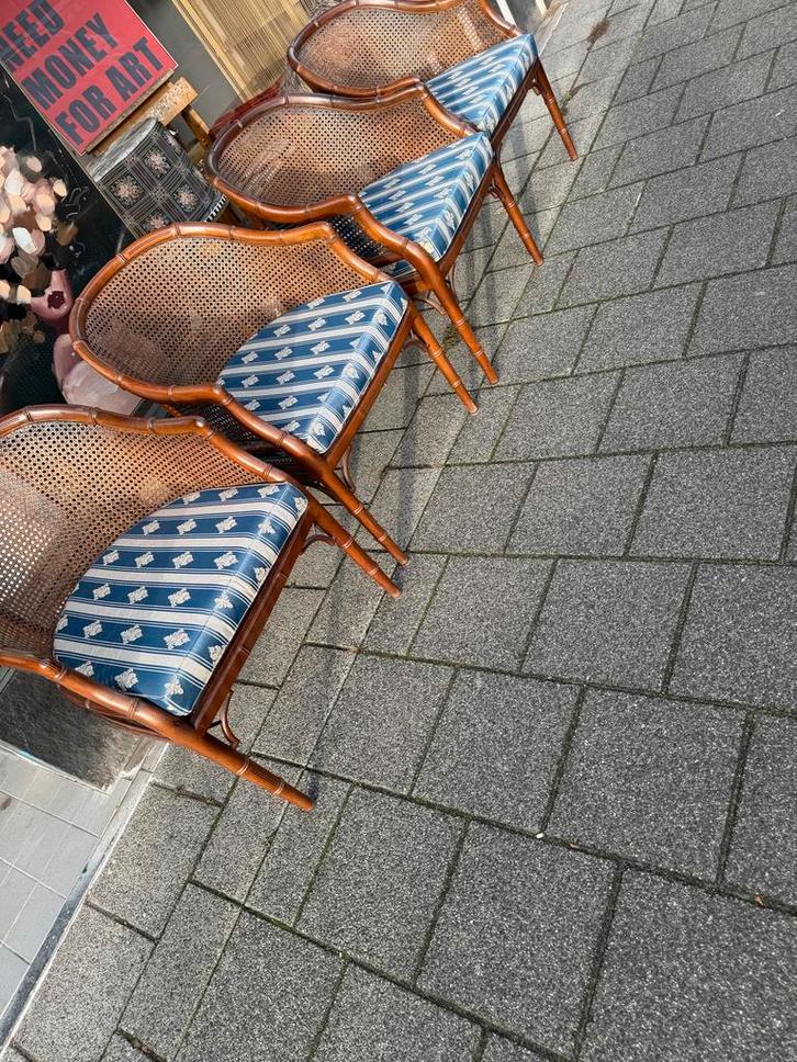 4 Faux Bamboo Stoelen Giorgetti Stijl, Jaren '70/'80, Antiek en Kunst, Antiek | Meubels | Stoelen en Banken, Ophalen