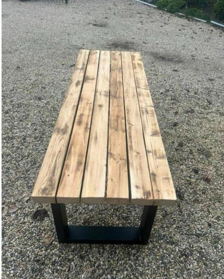 Buitentafel/verandatafel oud grenen wagonplanken, Tuin en Terras, Tuintafels, Rechthoekig, Hout, Ophalen