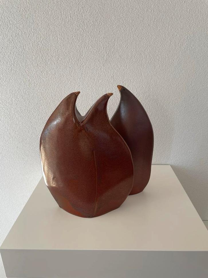 Keramische Vogels - Uniek Design - Roodbruin Glazuur, Antiek en Kunst, Kunst | Designobjecten, Ophalen of Verzenden