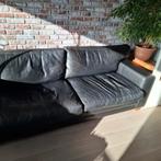 Topform leren bankstel - Zwart - Ganzenveren vulling, Huis en Inrichting, Ophalen, Gebruikt, 75 tot 100 cm