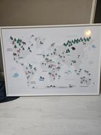 Wereldkaart Kinderkamer - Dieren Illustratie, Ophalen, 50 tot 75 cm, Zo goed als nieuw, Foto of Poster