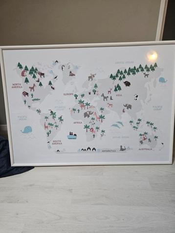 Wereldkaart Kinderkamer - Dieren Illustratie beschikbaar voor biedingen