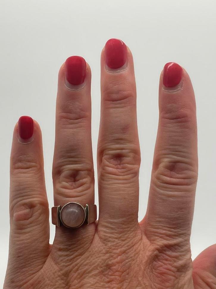 Z252 Prachtige zilveren Perli ring maat 17,25, Sieraden, Tassen en Uiterlijk, Antieke sieraden, Ring, Zilver, Met edelsteen, Ophalen of Verzenden