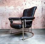Vintage Retro Design Bauhaus stijl fauteuil armchair, Huis en Inrichting, Fauteuils, Gebruikt, Leer, Ophalen of Verzenden