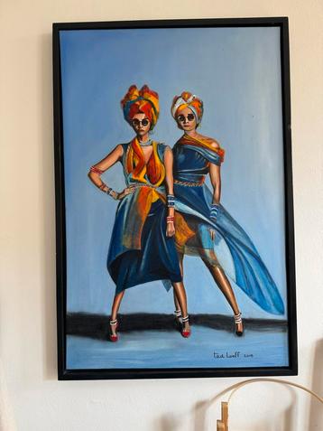 Schilderij - Twee Vrouwen - 80x120 cm beschikbaar voor biedingen
