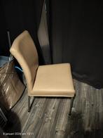 4 Crème Lederen Eetkamerstoelen, Huis en Inrichting, Stoelen, Ophalen, Gebruikt, Wit, Leer