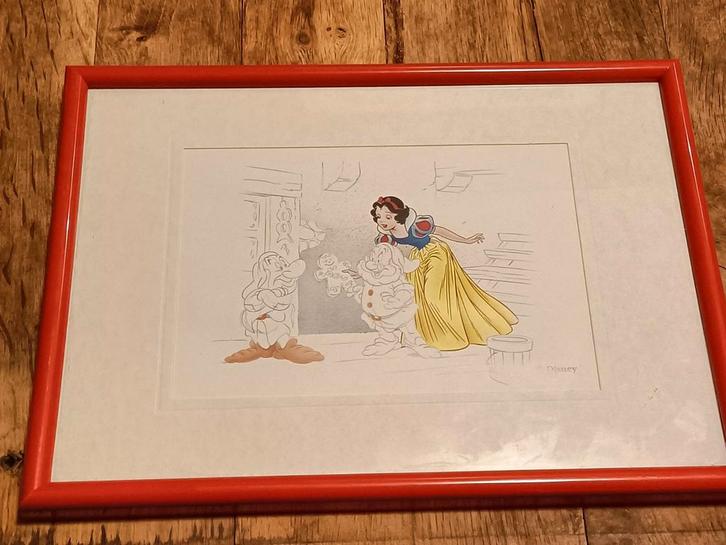 Disney Sneeuwwitje Ingelijste Tekening, Antiek en Kunst, Kunst | Tekeningen en Foto's, Ophalen of Verzenden
