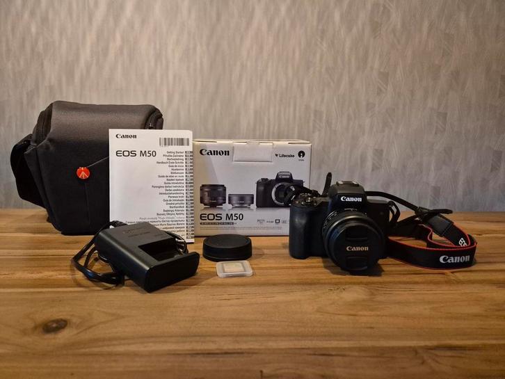 Canon EOS M50 + 15-45mm IS STM, Audio, Tv en Foto, Fotocamera's Digitaal, Zo goed als nieuw, Canon, Ophalen of Verzenden