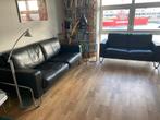 Gispen Banken D2/D3 + Tafeltje - Zwart Leer, Huis en Inrichting, Ophalen, Gebruikt, Rechte bank, 200 tot 250 cm