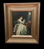 Antiek Schilderij De naaister. Gesign., Ophalen of Verzenden