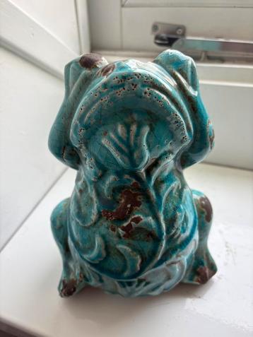 Beeld kikker, turquoise beschikbaar voor biedingen