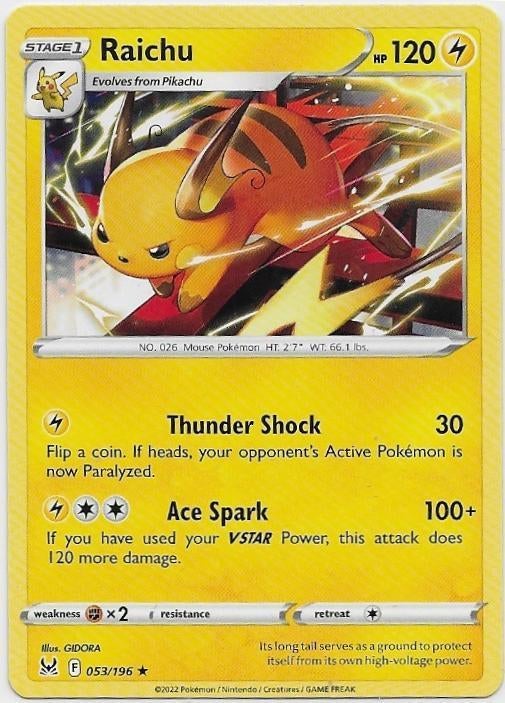 Lost Origin,  Raichu [rare] 53/196, Verzenden, Nieuw, Losse kaart