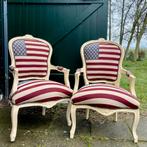 Twee fauteuils met Amerikaanse vlag bekleding, Ophalen, Twee, Overige kleuren, Zo goed als nieuw