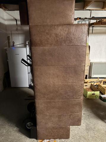 Gratis Leren tweezits bank bruin, 190cm