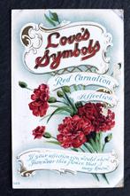 Reliefkaart Love's Symbols, anjers, affectie, 1914,  USA, Verzenden, Voor 1920, Gelopen, Natuur