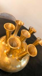 Toetervaas 37x37 antiek goudkleurig, Gebruikt, Ophalen of Verzenden, Goud, Kandelaar