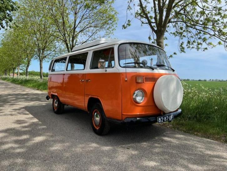 Volkswagen T2 Camper 1972 met Nederlands kenteken wit-oranje, Auto's, Volkswagen, Particulier, Transporter, Benzine, Origineel Nederlands