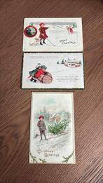 Kinderkaarten. Kerst.3 kaarten. Schaatsen, slee, candy., Ophalen of Verzenden, Voor 1920, Gelopen