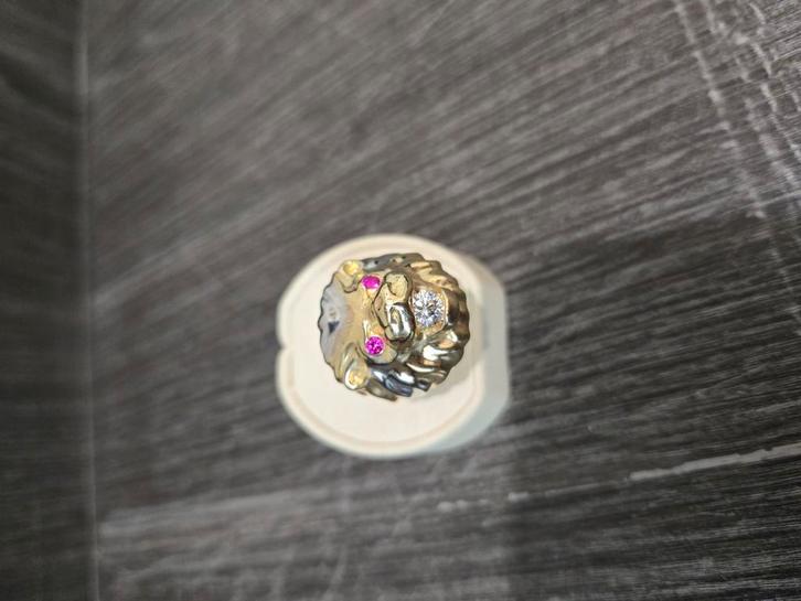14 k gouden heren ring met leeuwenhoofd 13,5 gram, Sieraden, Tassen en Uiterlijk, Ringen, Nieuw, Heer, 20 of groter, Goud, Goud