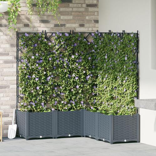 Tuinbak met Klimrek 5 stuks Lichtgrijs €120, Tuin en Terras, Bloembakken en Plantenbakken, Nieuw, Kunststof, Ophalen of Verzenden