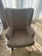 Mooie taupe schommelfauteuil, Huis en Inrichting, Fauteuils, Ophalen, Hout, Gebruikt, 75 tot 100 cm