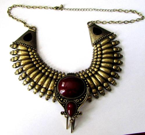 Antieke Messing ketting handgemaakte chocker etnische stijl, Sieraden, Tassen en Uiterlijk, Kettingen, Zo goed als nieuw, Met hanger